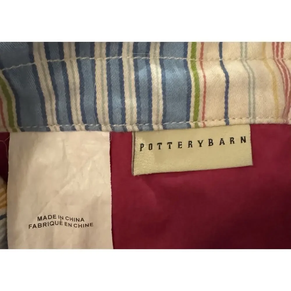 Pottery Barn Libby Stripe Shoe Bag 100% Cotton Storage Dust Travel Bag